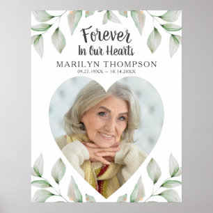 Memorial Heart Shaped Photo FOREVER IN OUR HEARTS Poster