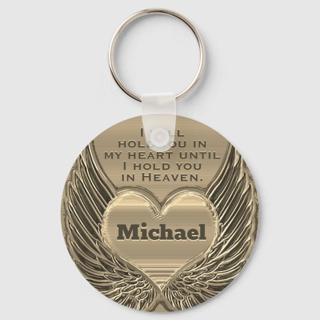 Memorial Heart with Name Key Ring (Front)