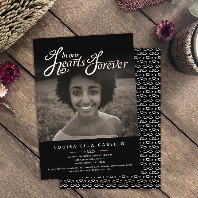 Memorial in hearts photo funeral black gold (Creator Uploaded)