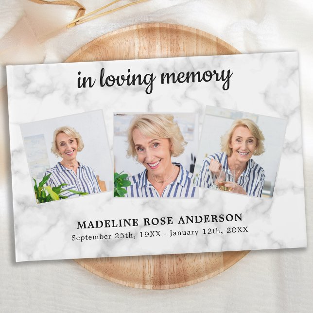 Memorial In Loving Memory 3 Photo Keepsake Funeral Guest Book (Creator Uploaded)
