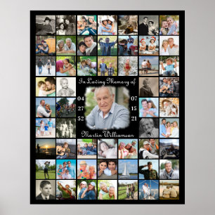 Memorial IN LOVING MEMORY 55 Photo Collage Black Poster