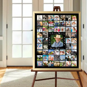 Memorial IN LOVING MEMORY 55 Photo Collage Black Poster