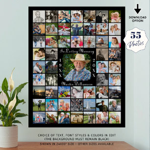 Memorial IN LOVING MEMORY 55 Photo Collage Black Poster
