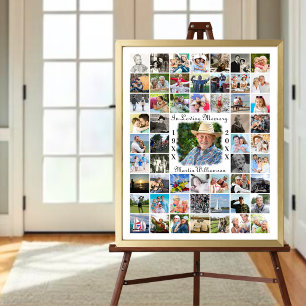 Memorial IN LOVING MEMORY 55 Photo Collage White Poster