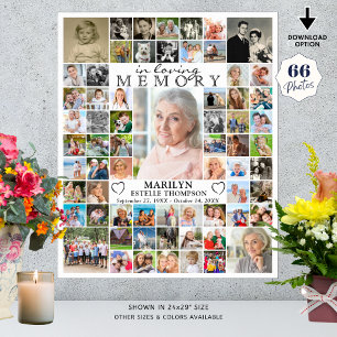 Memorial IN LOVING MEMORY 66 Photo Collage Custom Poster