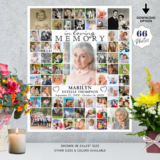 Memorial IN LOVING MEMORY 66 Photo Collage Custom Poster (Creator Uploaded)