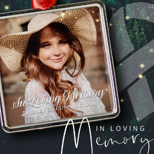Memorial In Loving Memory Classic Elegant Photo Metal Ornament