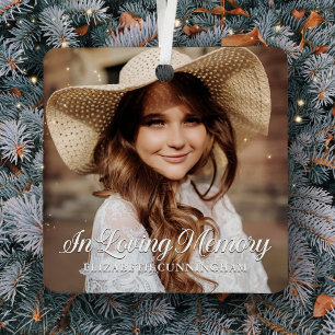 Memorial In Loving Memory Classic Elegant Photo Metal Tree Decoration