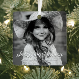 Memorial In Loving Memory Classic Elegant Photo Metal Tree Decoration