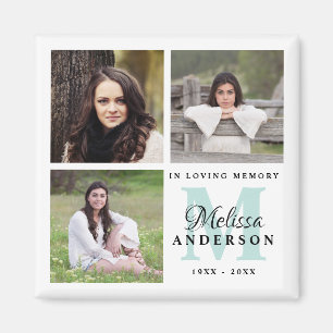 Memorial In Loving Memory Custom Monogram Photo Magnet