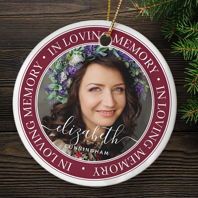 Memorial In Loving Memory Elegant Classic Photo Ceramic Ornament (Creator Uploaded)