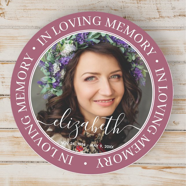 Memorial In Loving Memory Elegant Classic Photo Classic Round Sticker (Creator Uploaded)