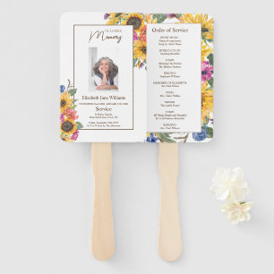 Memorial In Loving Memory Floral Order of Service Hand Fan