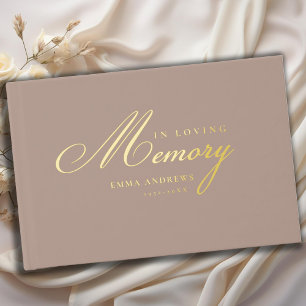 Memorial "In Loving memory" Gold-Foil, Brown Guest Book