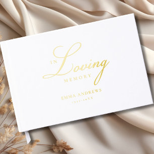  Memorial "In Loving memory" Gold-Foil, White  Guest Book