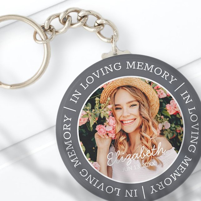 Memorial In Loving Memory Modern Custom Photo Key Ring (Creator Uploaded)