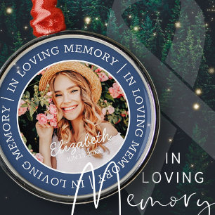 Memorial In Loving Memory Modern Custom Photo Metal Ornament
