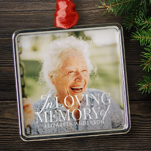 Memorial In Loving Memory Modern Elegant Photos Metal Ornament