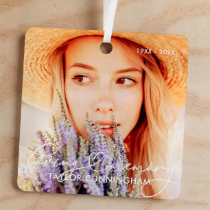 Memorial In Loving Memory Modern Heart Photo Metal Tree Decoration