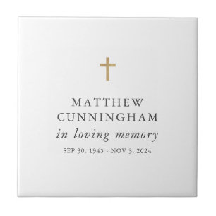 Memorial In Loving Memory Modern Simple Cross Ceramic Tile