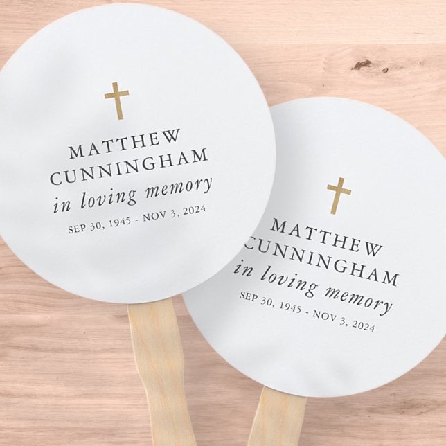 Memorial In Loving Memory Modern Simple Cross Hand Fan (Creator Uploaded)