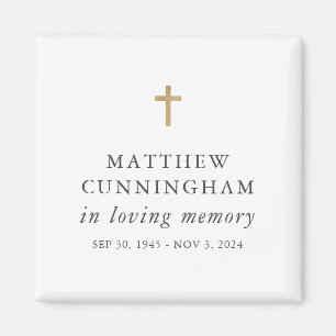 Memorial In Loving Memory Modern Simple Cross Magnet