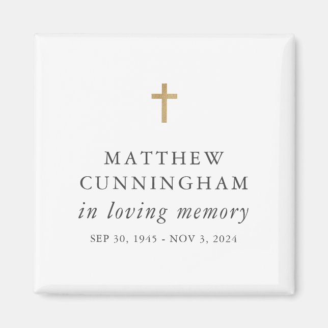 Memorial In Loving Memory Modern Simple Cross Magnet (Front)