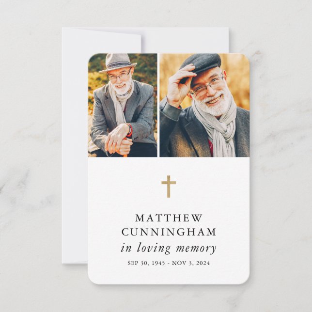 Memorial In Loving Memory Modern Simple Prayer Thank You Card (Front)