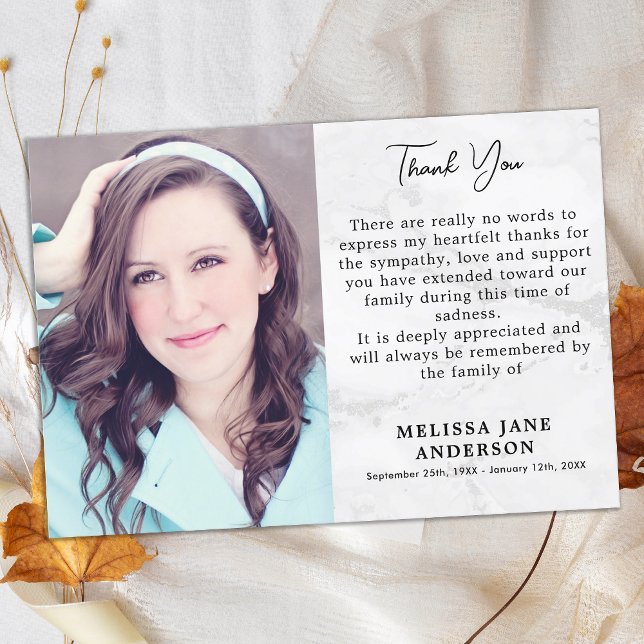 Memorial In Loving Memory Photo Sympathy Funeral  Thank You Card (Creator Uploaded)