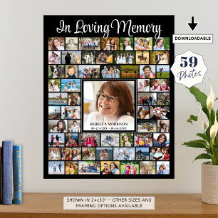 Memorial IN LOVING MEMORY Script 59 Photo Collage Poster