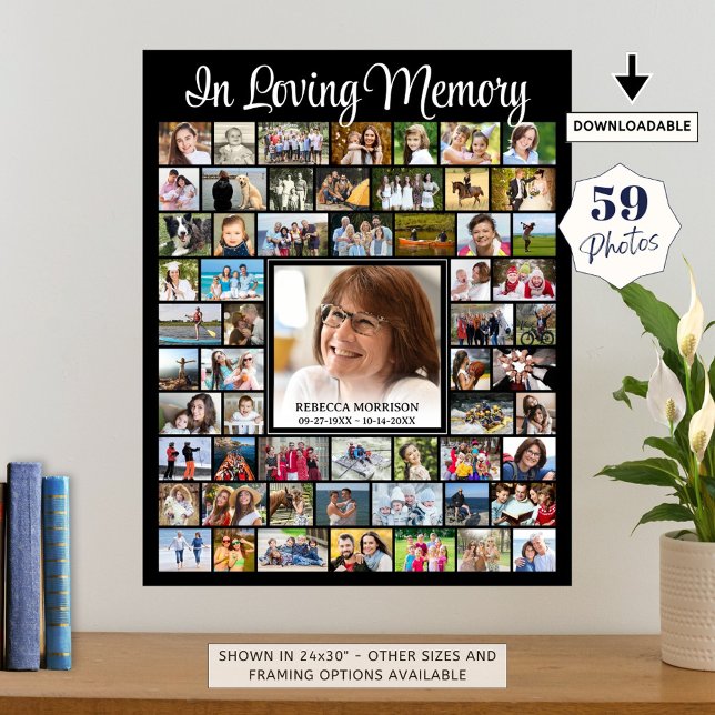 Memorial IN LOVING MEMORY Script 59 Photo Collage Poster (Creator Uploaded)