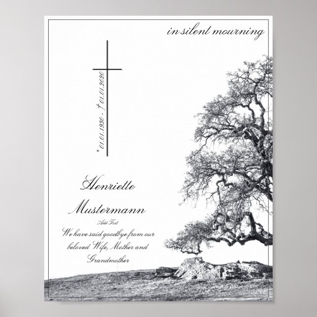 Memorial in silent mourning - tree on  meadow poster (Front)