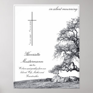 Memorial in silent mourning - tree on  meadow poster