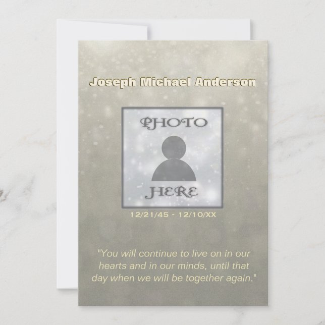 Memorial Invitation | Add Photo (Front)