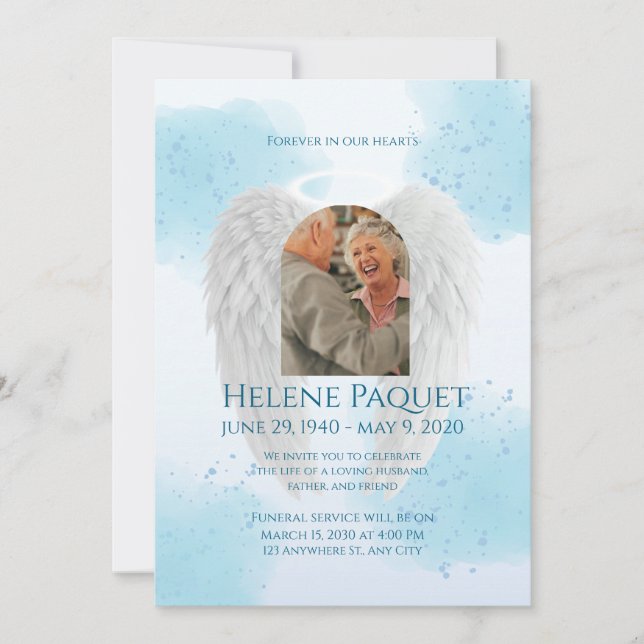Memorial Invitation Template – Angel Design (Front)