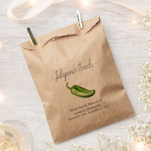 Memorial Jalapeno Seed Funeral Favour Bag (Clipped)