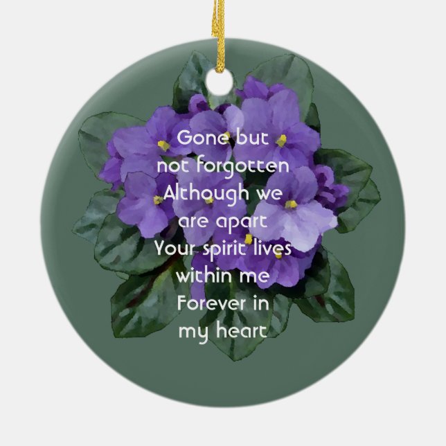 Memorial Keepsake African Violet Ceramic Ornament (Back)