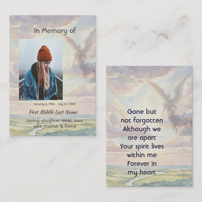 Memorial Keepsake Angel Sky Clouds Business Card (Front/Back)