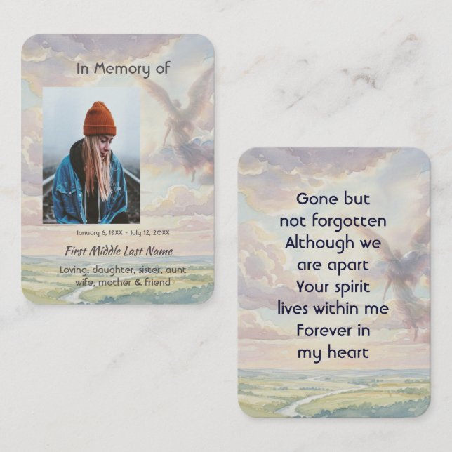  Memorial Keepsake Angel Sky Clouds Business Card (Front/Back)