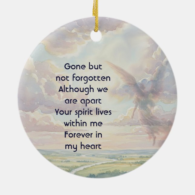 Memorial Keepsake Angel Sky Clouds Ceramic Ornament (Back)