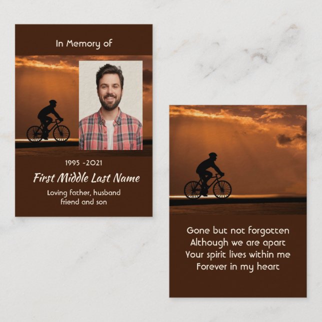  Memorial Keepsake Biking Cycling Bike  Business Card (Front/Back)