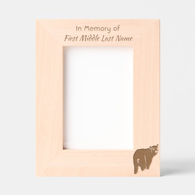 Memorial Keepsake Black Bear Animal Etched Frames (Front)