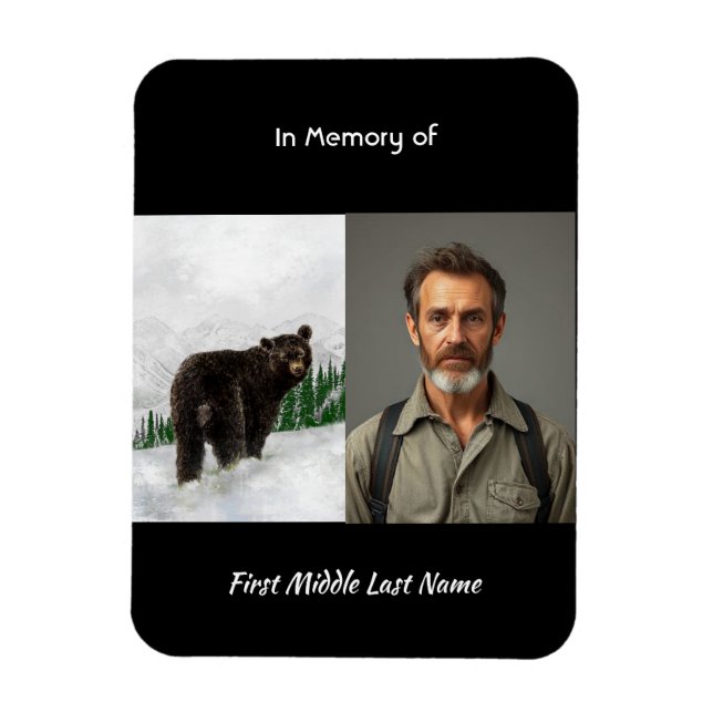 Memorial Keepsake Black Bear Animal Magnet (Vertical)