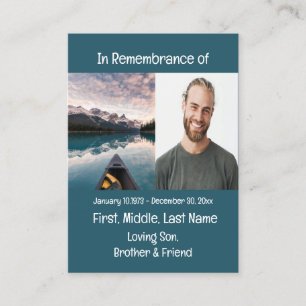 Memorial Keepsake  Canoeing Boating  Business Card