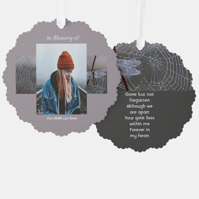 Memorial Keepsake  Card Dragonfly Dewdrops (Front/Back)