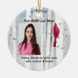 Memorial Keepsake Cardinal Bird Ceramic Ornament