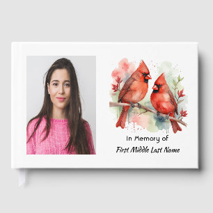 Memorial Keepsake Cardinal Bird Couple Guest Book