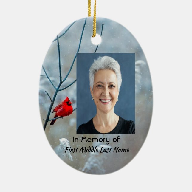  Memorial  Keepsake Cardinal Red Bird  Ceramic Ornament (Back)