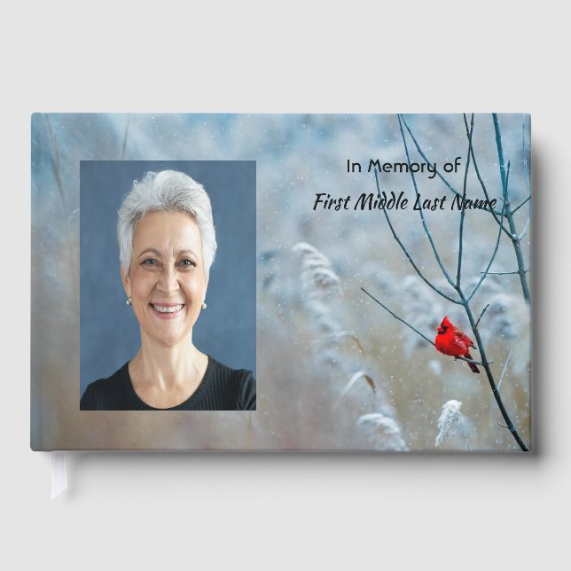  Memorial  Keepsake Cardinal Red Bird  Guest Book (Front)