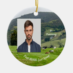 Memorial Keepsake Cattle Farm Landscape Ceramic Ornament